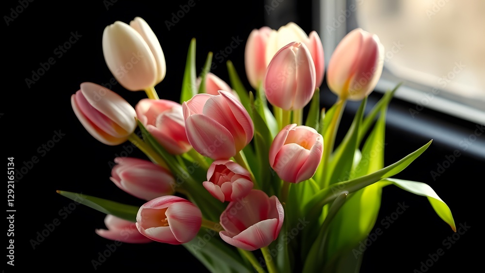 Radiant Tulip Bouquet in Elegant Contrast Bouquet against Modern Background Radiant Tulip Bouquet in Elegant Contrast Bouquet against Modern Background