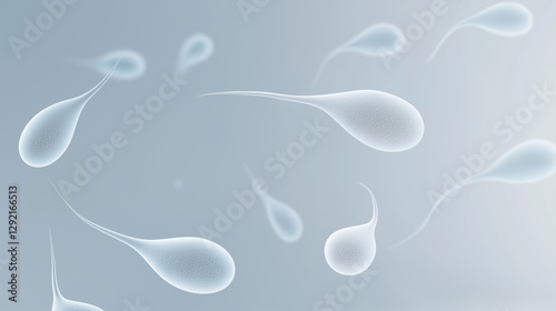 Microscopic view of sperm cells actively swimming towards fertilization. Detailed visualization of reproductive biology under high-magnification technology.  medical and fertility research 