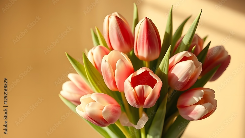 Exquisite Tulip Bouquet in Soft Daylight Against Luxury Tones Exquisite Tulip Bouquet in Soft Daylight Against Luxury Tones