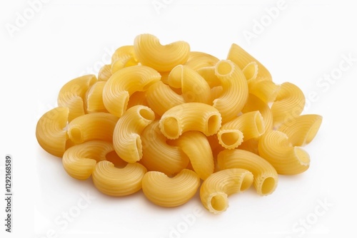 raw macaroni pasta isolated on white background with full depth of field photo