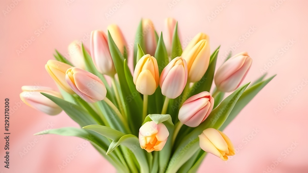 Fototapeta premium Elegant Blooms Fresh Tulips in Soft Daylight and Pastel Aesthetics