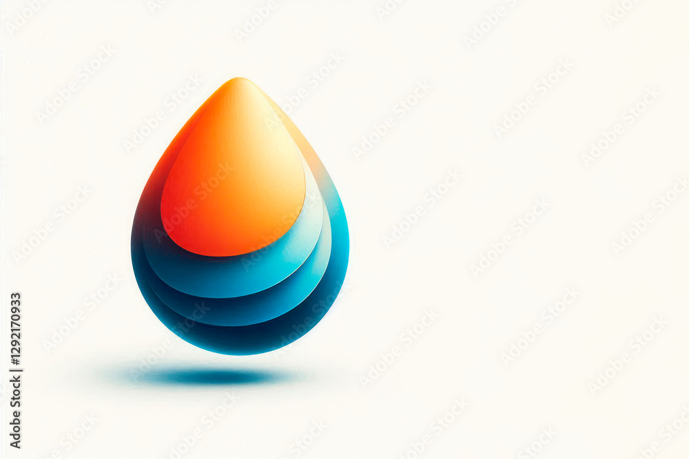 Fototapeta premium An abstract drop of water in blue-orange shades. Space for text.