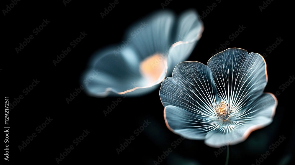 A close-up photo of a flower on a black background with a slightly blurred image of the flower's center A close-up photo of a flower on a black background with a slightly blurred image of the flower's center