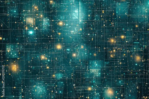 Wallpaper Mural Abstract digital network visualization; interconnected nodes and lines depict data flow and complex systems. Torontodigital.ca