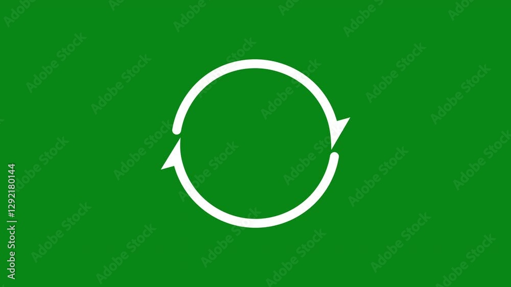 Green screen arrow. Seamless rotation animation of a circle arrow refresh icon. Chroma key. 4K. Seamless loop. Suitable for presentations, videos, and digital content creation projects.