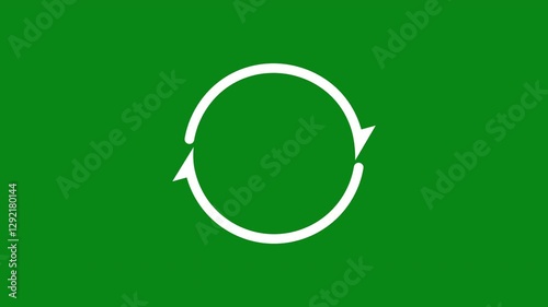 Green screen arrow. Seamless rotation animation of a circle arrow refresh icon. Chroma key. 4K. Seamless loop. Suitable for presentations, videos, and digital content creation projects.