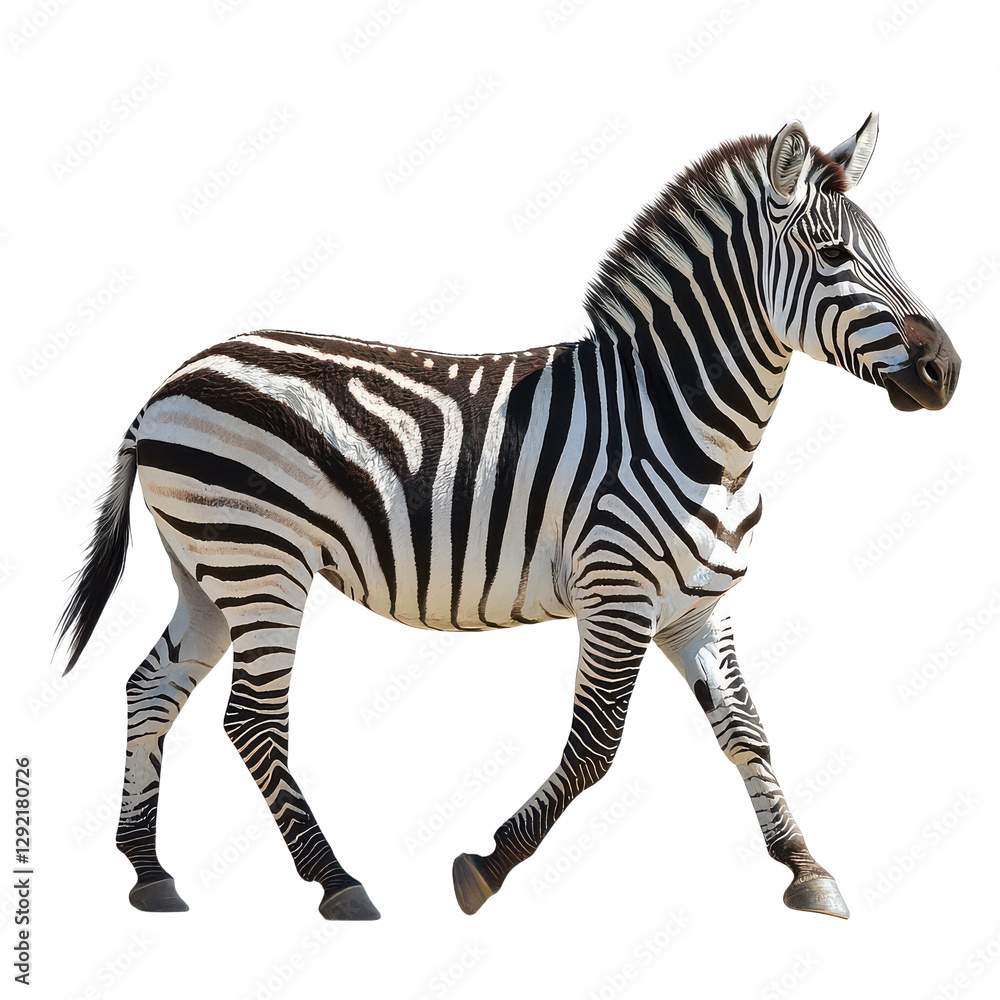 Fototapeta premium Zebra isolated on transparent png background