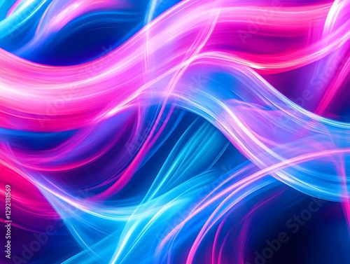 Abstract pulsating light patterns in bright blue and pink