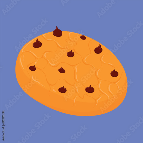 Chocolate Chips Cookie Vector Illustration. Choco chips cookie icon vector. baked cookie