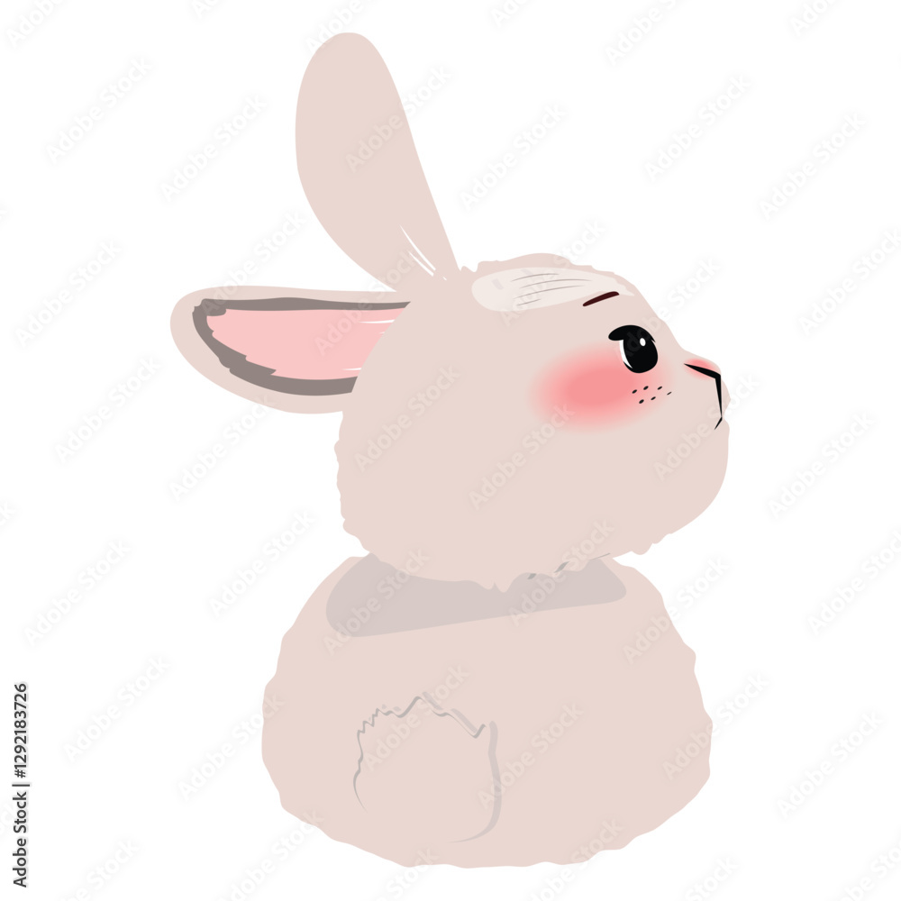 Cute rabbit gazing upward, fluffy and soft, isolated on white, perfect for Easter designs Cute rabbit gazing upward, fluffy and soft, isolated on white, perfect for Easter designs