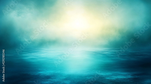 Serene seascape at dawn with misty waters reflecting soft light and tranquil atmosphere