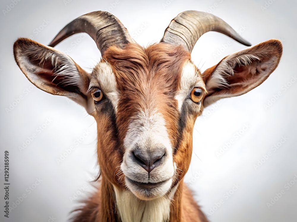 Close-up of a curious goat with expressive eyes. Close-up of a curious goat with expressive eyes.