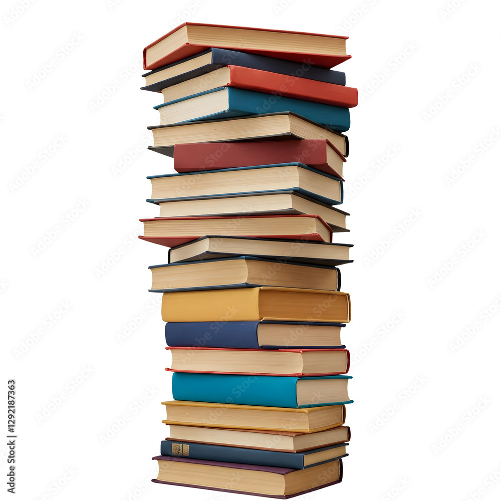 A stack of hardcover books on a transparent background. A stack of hardcover books on a transparent background.