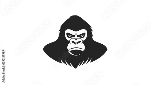 Black and white aggressive gorilla mascot logo showing its teeth photo