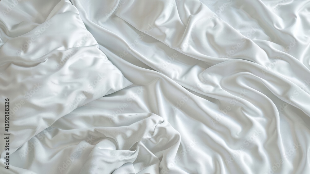 Neatly arranged clean white bed linen in a bright and stylish bedroom. Neatly arranged clean white bed linen in a bright and stylish bedroom.