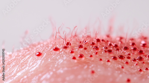 Tiny red microchannels forming on the skin immediately after microneedling photo