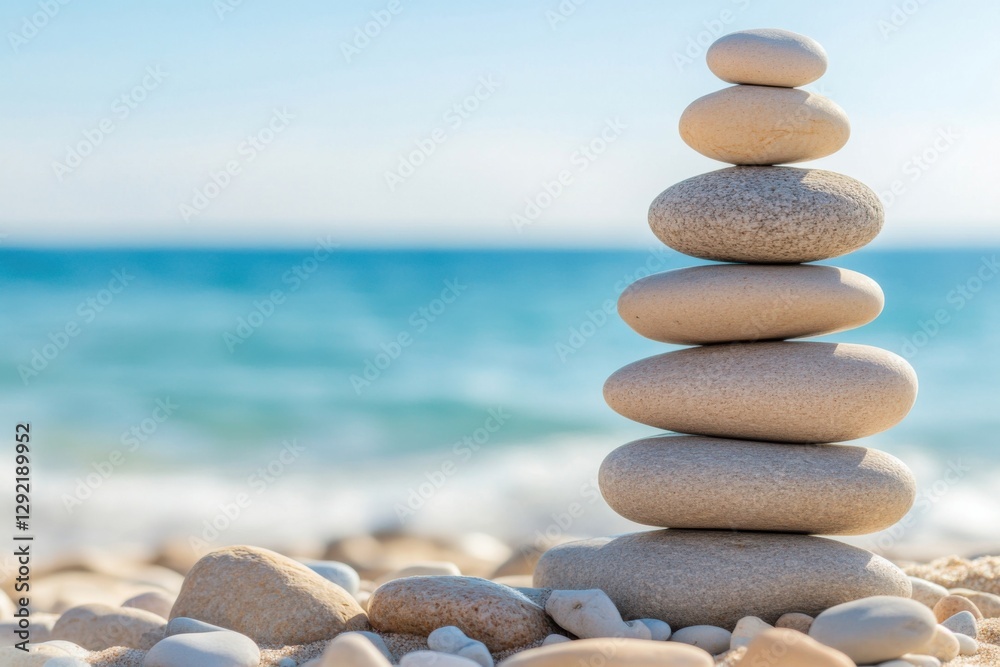 Balanced Beach Stones, Serenity Scene Balanced Beach Stones, Serenity Scene