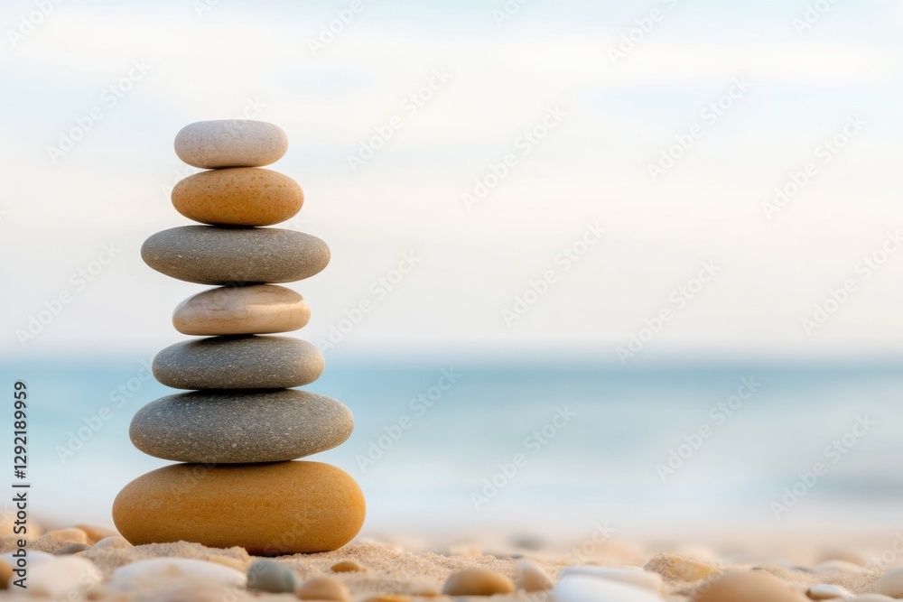 Balanced Beach Stones, Serenity Scene Balanced Beach Stones, Serenity Scene