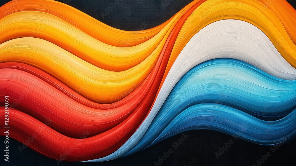   A multi-hued wave on a dark canvas with room for text on the right side