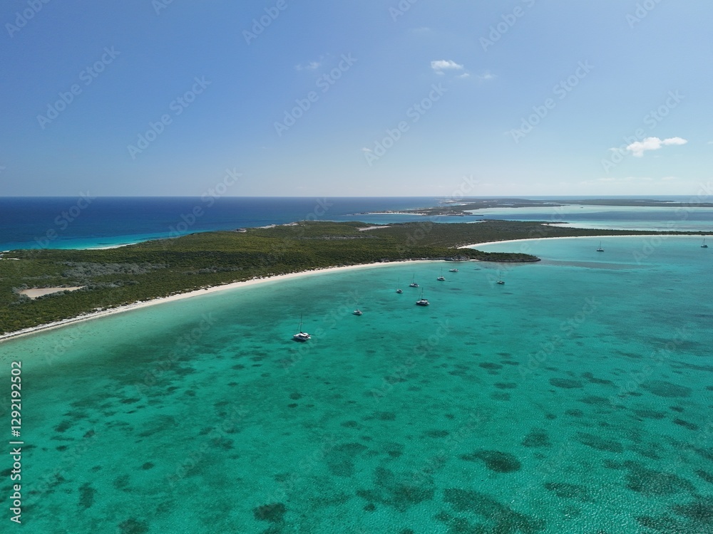Aerial Shot of Remote Bahamas Island From Sky With Tranquil Blue Water Pretty Beach and Turquoise Water Aerial Shot of Remote Bahamas Island From Sky With Tranquil Blue Water Pretty Beach and Turquoise Water
