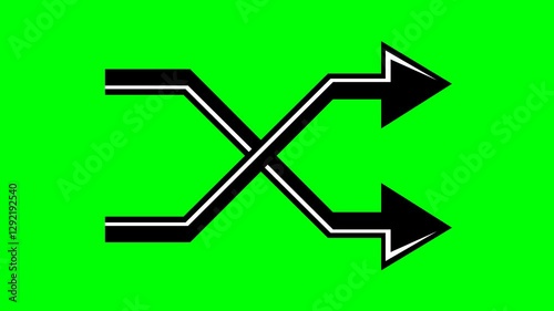 video animation drawing black and white random symbol, on a green chroma key background