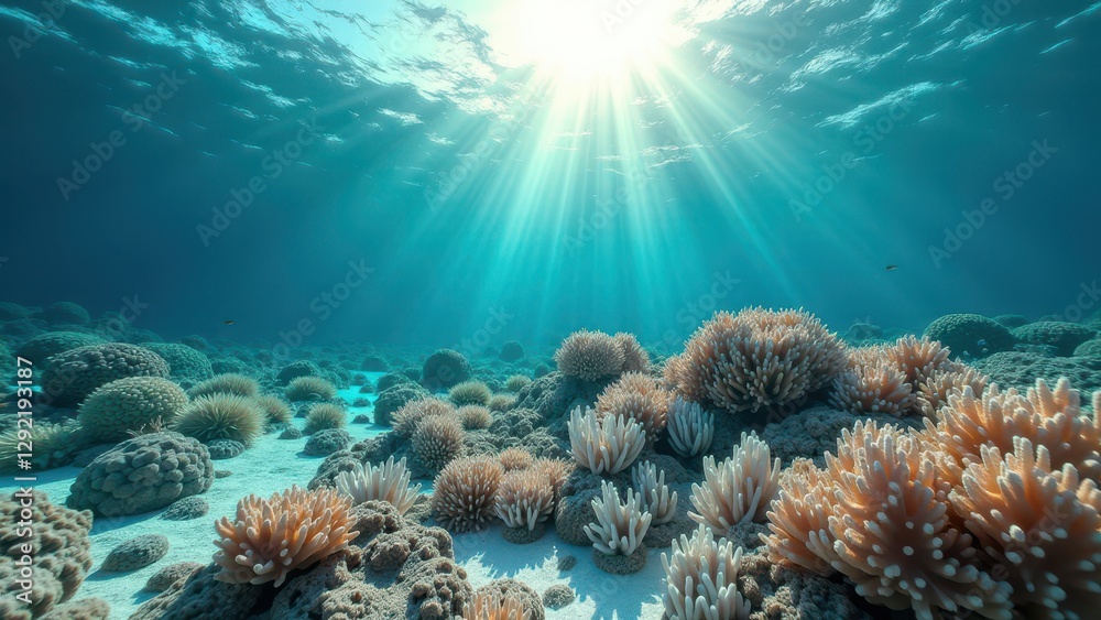 custom made wallpaper toronto digitalSunlit coral reef underwater showing bleaching and climate change effects