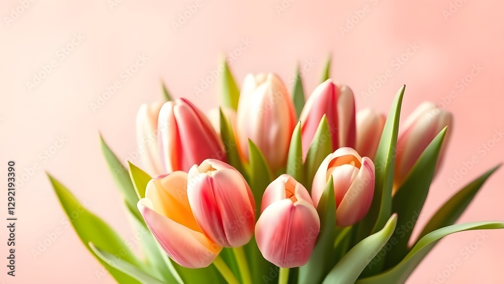 Radiant Spring Tulips Soft Light Blooms on Pink and Peach Gradient Radiant Spring Tulips Soft Light Blooms on Pink and Peach Gradient