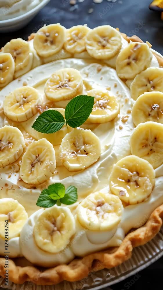 Banana Cream Pie served on a plate Banana Cream Pie served on a plate