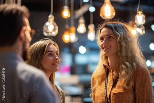 sales associate demonstrating a product to a curious customer