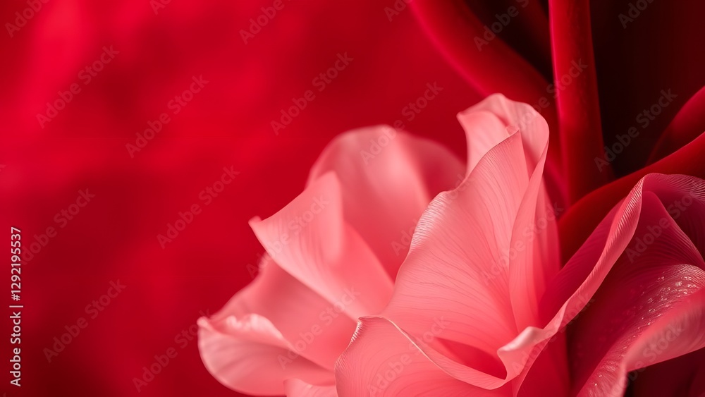 Naklejka premium Ethereal Feminine Elegance Abstract Art in Soft Tones Against Deep Red