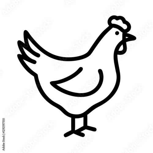 Chicken icon in black outline style