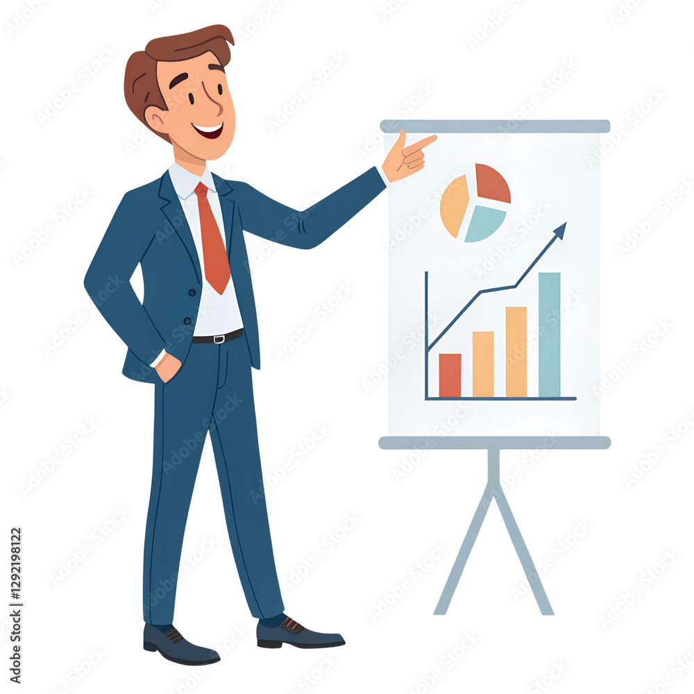 Business presentation by confident businessman in office professional environment engaging viewpoint, isolated on white or transparent background Business presentation by confident businessman in office professional environment engaging viewpoint, isolated on white or transparent background