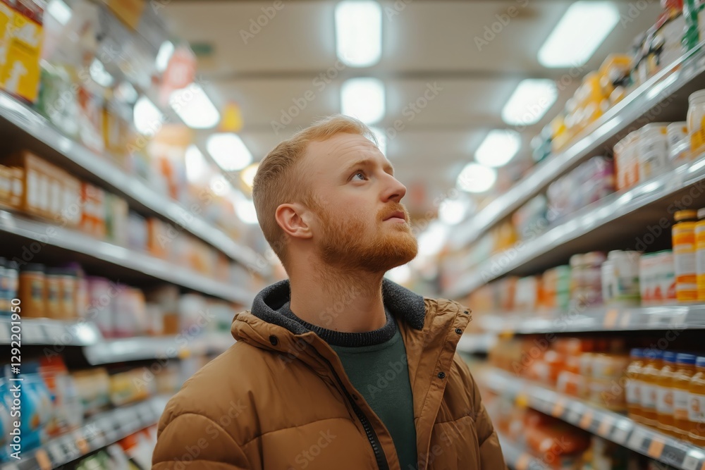 man browsing through shelves filled with various products man browsing through shelves filled with various products