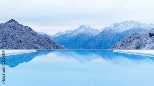 Snowy Mountain View Pool Reflection photo
