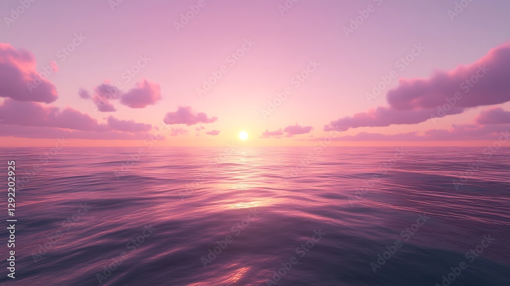 Fototapeta premium Peaceful sunset over ocean with pink and purple high resolution picture