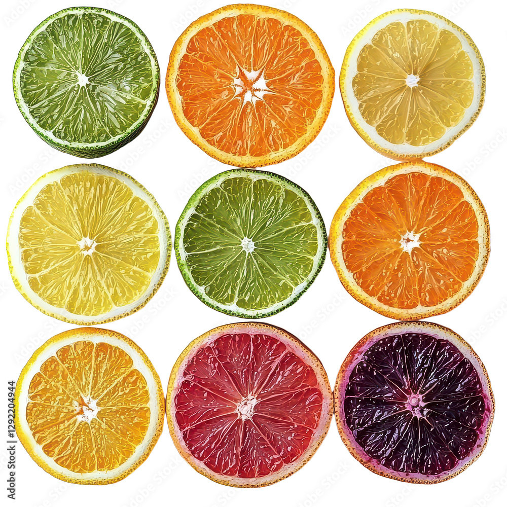 Obraz premium Citrus Burst isolated on transparent png background