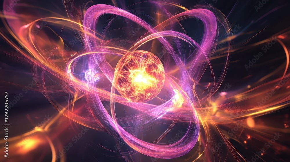 Abstract Atomic Structure with Glowing Energy Abstract Atomic Structure with Glowing Energy
