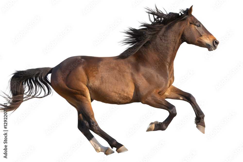 Naklejka premium Running Brown Horse Isolated on Transparent Background