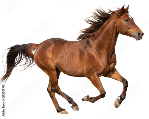 Running Brown Horse Isolated on Transparent Background