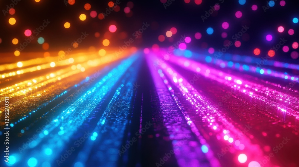 Obraz premium Vibrant multicolored light trails creating a futuristic neon pathway