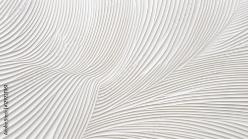 Parametric wall surface with flowing white waves creating an abstract pattern of lines and curves, suitable for backgrounds and modern architectural designs photo
