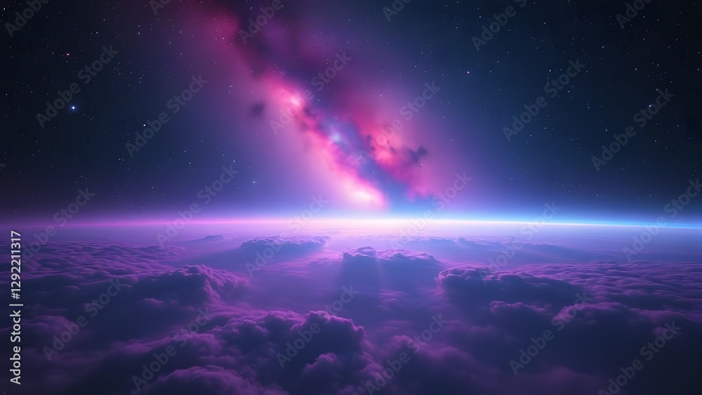 Fototapeta premium Majestic Interstellar Symphony A Distant Galaxy's Surreal Glow