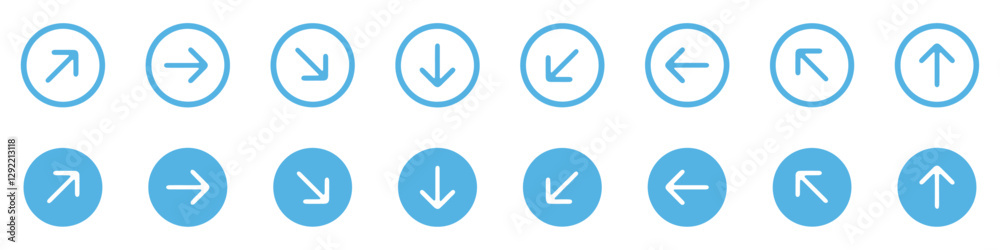 Arrows set icon. Left right up down arrow button blue vector design. Vector illustration Arrows set icon. Left right up down arrow button blue vector design. Vector illustration
