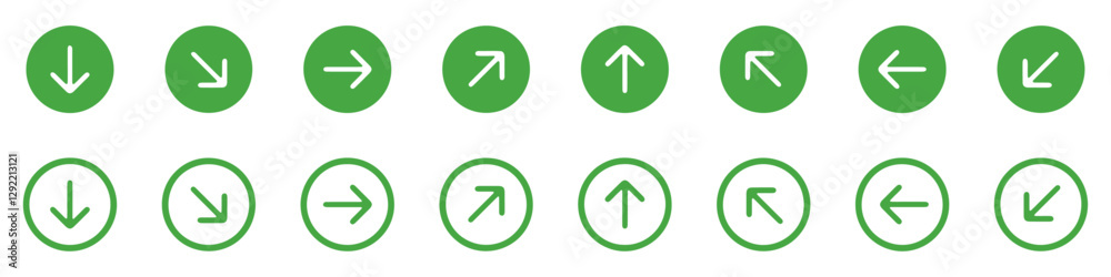 Arrows set icon. Left right up down arrow button green vector design. Vector illustration Arrows set icon. Left right up down arrow button green vector design. Vector illustration