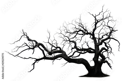 dark spooky dead tree isolated on white or transparent png