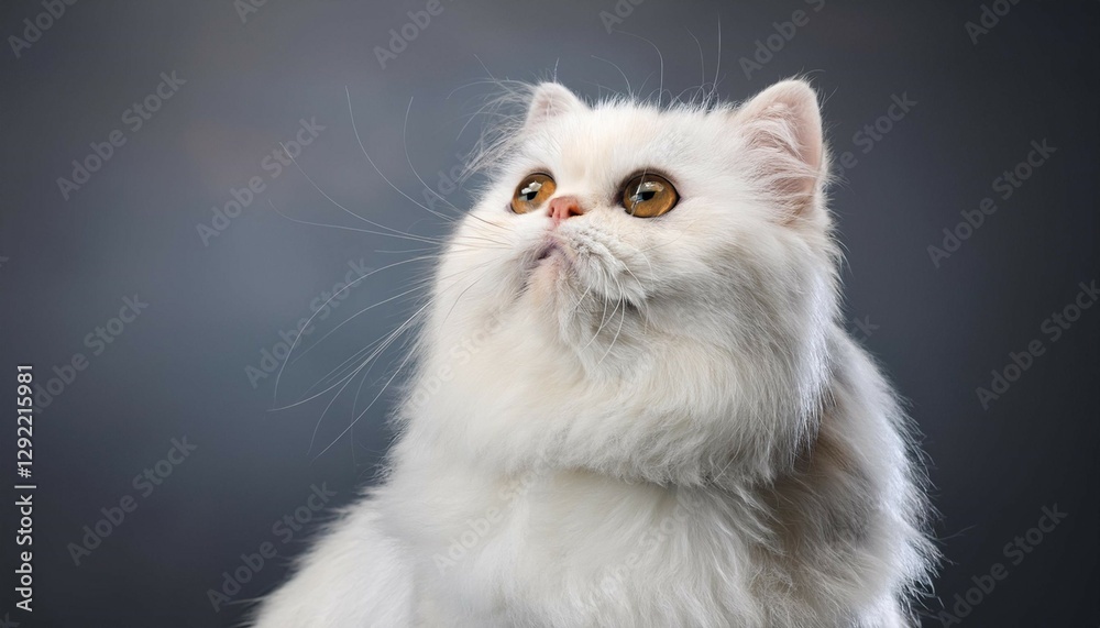 close up photo of white persian cat looking up and sitting close up photo of white persian cat looking up and sitting