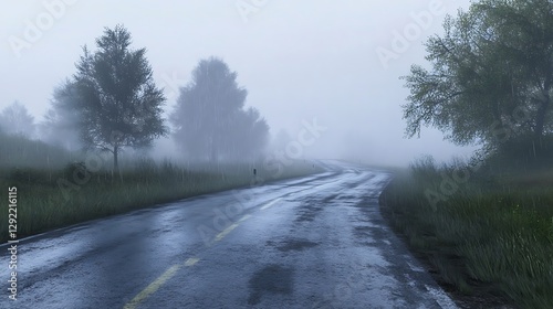 Serene misty valley with forests and hills high resolution picture