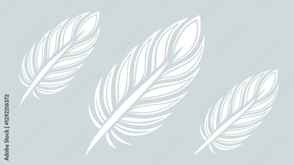 three white feathers are elegantly displayed against the background three white feathers are elegantly displayed against the background