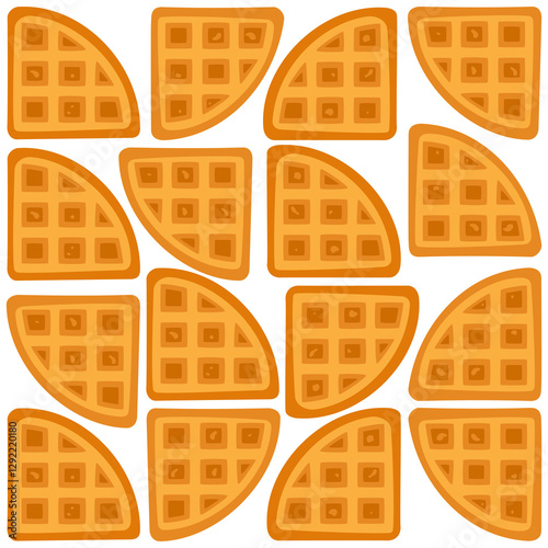 Food vector illustration. Bakery. Crispy waffles, handmade bread. Cooking. Sweet products. Sweet products. Food menu. Blank isolated on white background. For posters, signs, cards, and advertisements