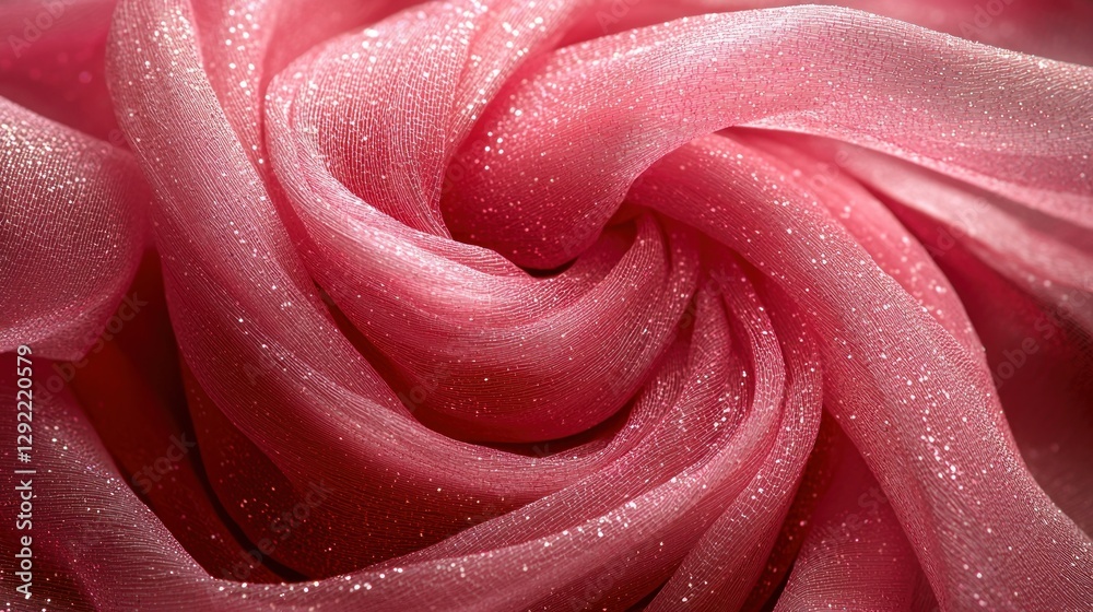 Delicate pink fabric swirls, close-up, abstract texture. Background soft light. Possible use fashion, design, or textile catalog Delicate pink fabric swirls, close-up, abstract texture. Background soft light. Possible use fashion, design, or textile catalog